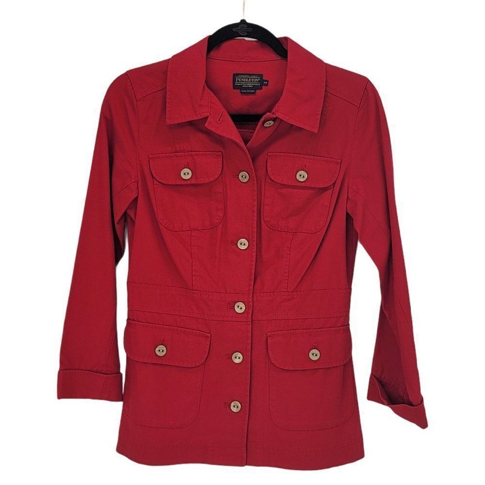 Pendleton Red Denim Jacket Jean Arlington Pockets
